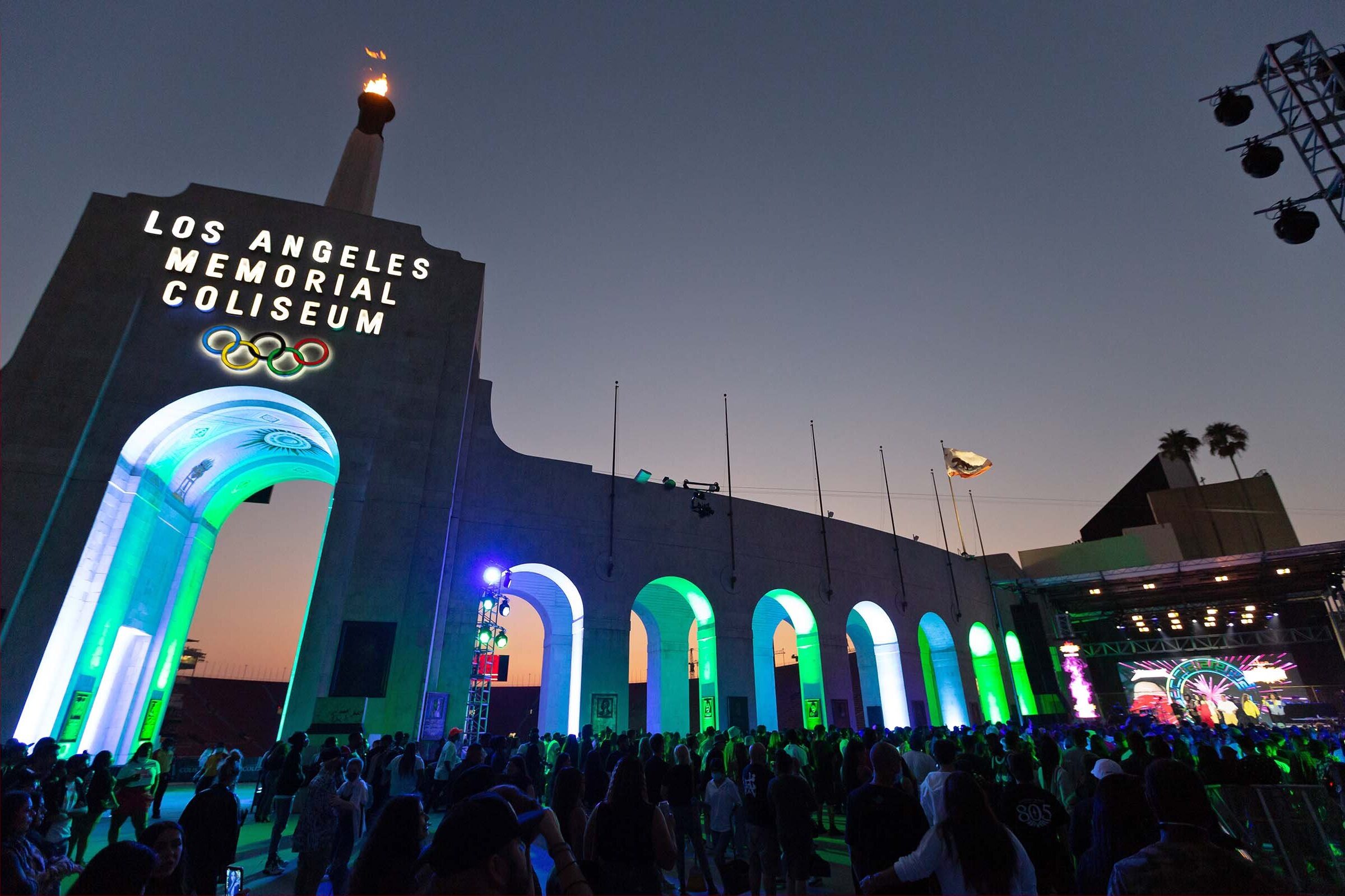 coliseum exterior at night